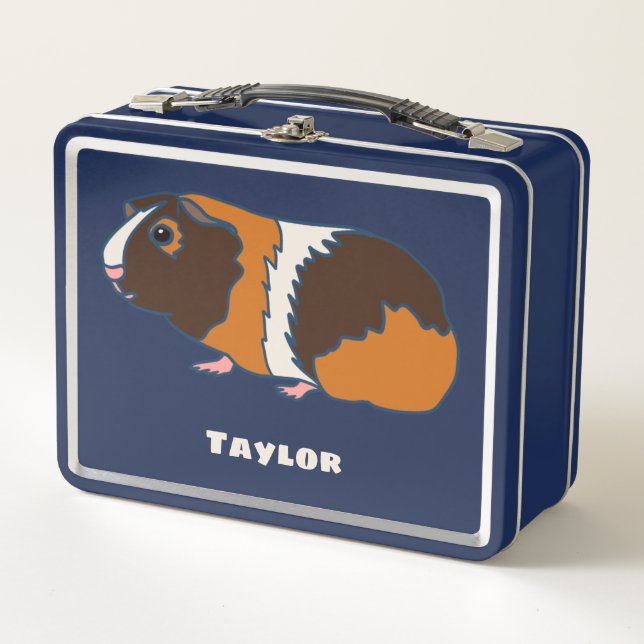 Pet Guinea Pigs Illustrations Personalized Metal Lunch Box (Front)