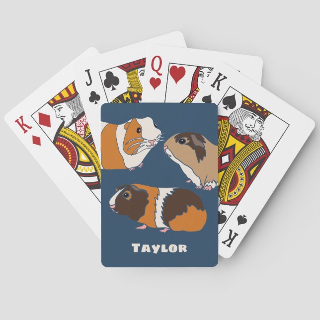 Pet Guinea Pigs Illustrations Personalized Poker Cards (Back)