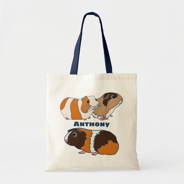 Pet Guinea Pigs Illustrations Personalized Tote Bag (Front)