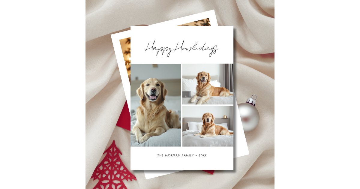 Pet Happy Howlidays Dog Christmas Greetings Photo Holiday Card | Zazzle