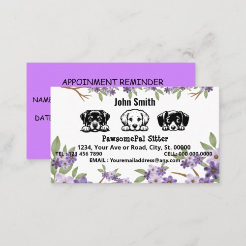 Pet Harmony Specialist for your PawsomePal Sitter Appointment Card