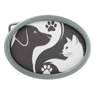Pet Harmony Yin Yang Belt Buckle - Cat & Dog Silho