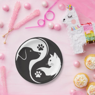 Pet Harmony Yin Yang Paper Plates - Dog & Cat Them