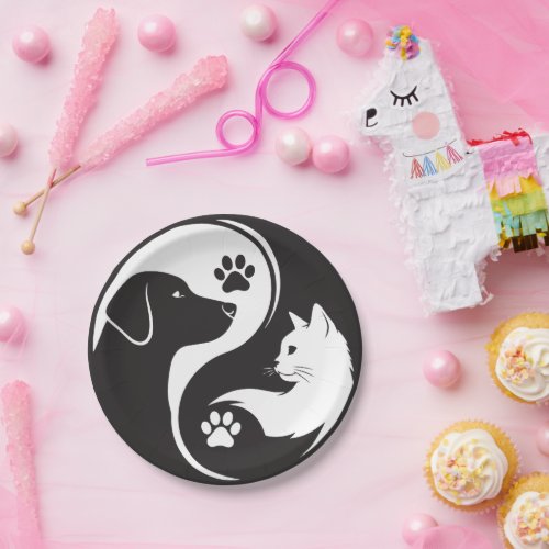Pet Harmony Yin Yang Paper Plates - Dog & Cat Them