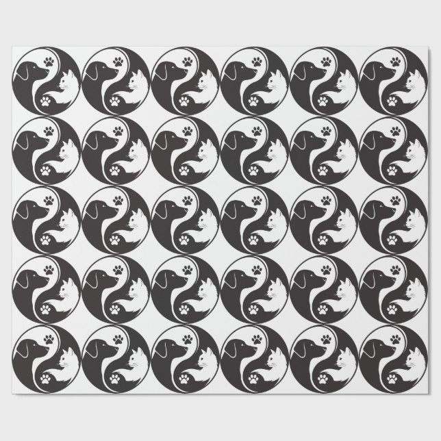 Pet Harmony Yin Yang Pattern Wrapping Paper - Cat  (Flat)