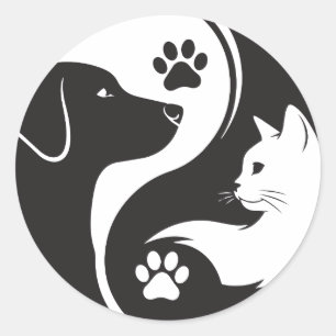 Pet Harmony Yin Yang Vinyl Sticker - Dog and Cat