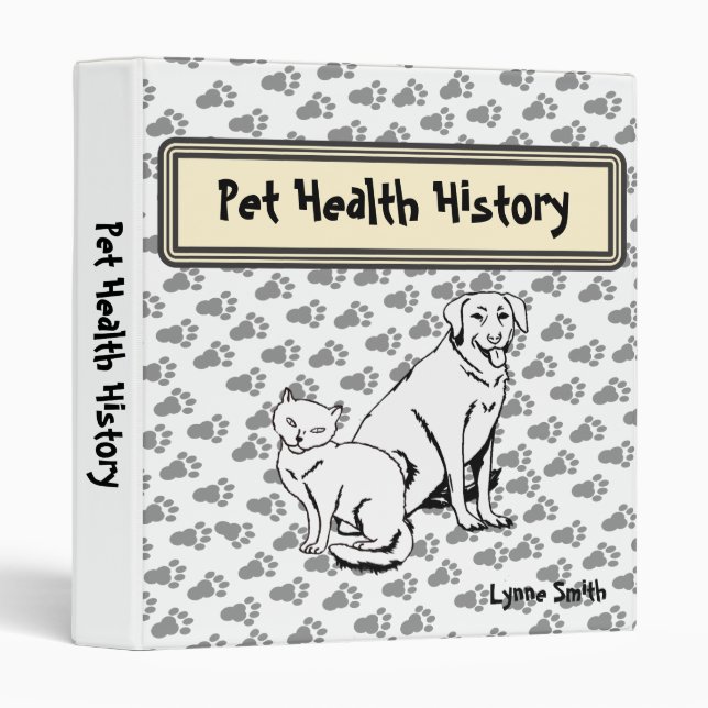 Pet Health History, Personalized Binder (Front/Spine)
