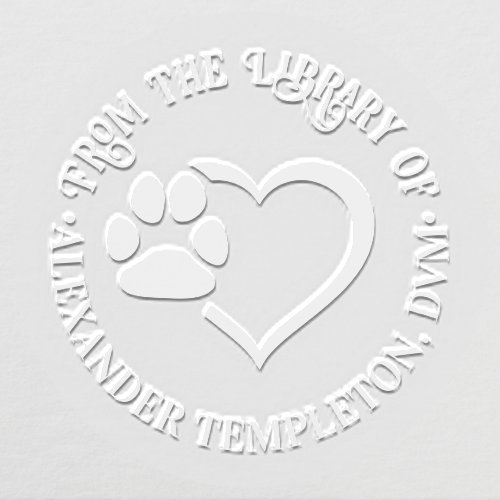 Pet Heart Paw Print From the Library of Name Embosser