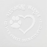 Pet Heart Paw Print Name Return Address Embosser