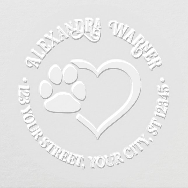 Pet Heart Paw Print Name Return Address Embosser (Design)