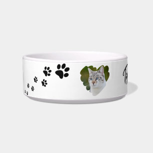 Pet Heart Shape Photo Paw Prints Bowl