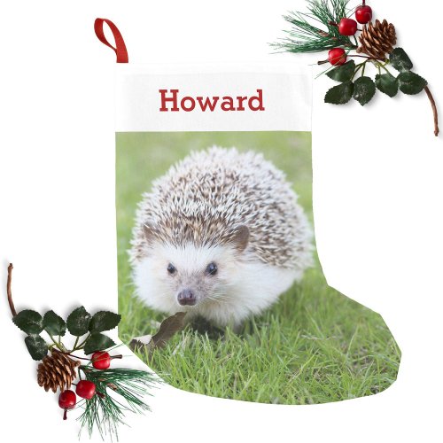 Pet Hedgehog Lover Owner Photo  Name Personalized Small Christmas Stocking