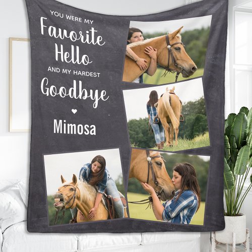Pet Horse Memorial Personalized Photo Collage Fleece Blanket