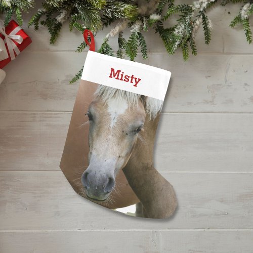 Pet Horse Pony Lover Photo  Name Personalized Small Christmas Stocking