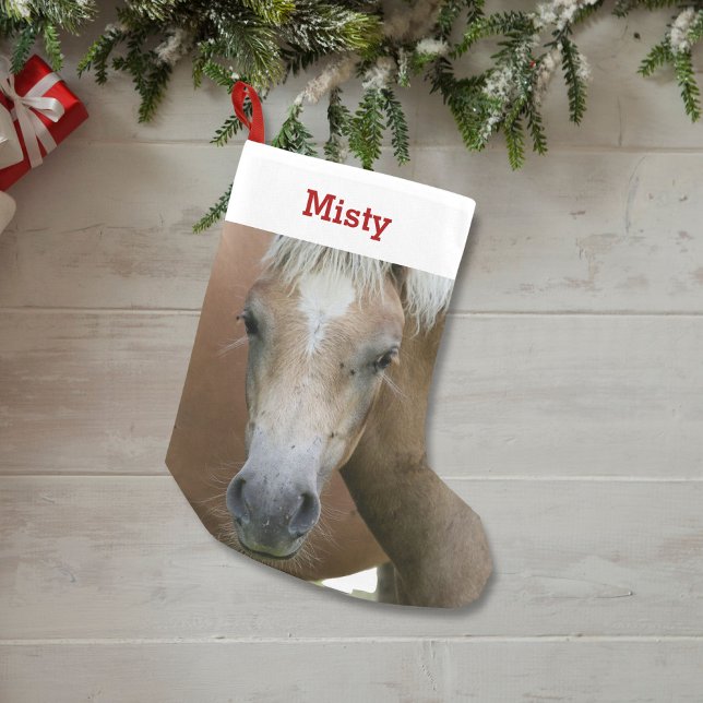 Pet Horse Pony Lover Photo & Name Personalized Small Christmas Stocking (Creator Uploaded)