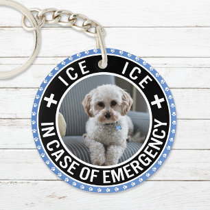 Pet ICE Safety Alert Contact Photo Custom Text Keychain