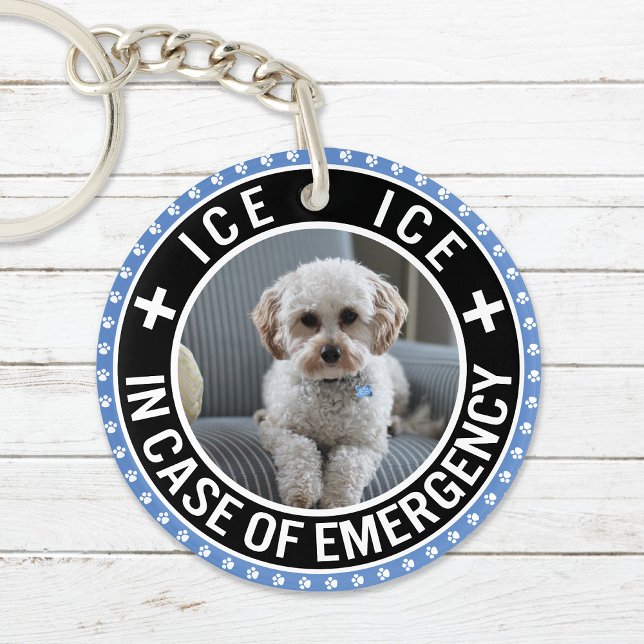 Pet ICE Safety Alert Contact Photo Custom Text Keychain (Creator Uploaded)