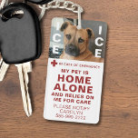 Pet ICE Safety Alert Contact Photo Keychain<br><div class="desc">Prepare for your pet care in case you are in an emergency situation and unable to convey that your pet(s) is/are home alone and rely on you for their care and provide an emergency contact name/number. The text is editable to change to DOG(S), CAT(S), etc. and includes one photo. The...</div>
