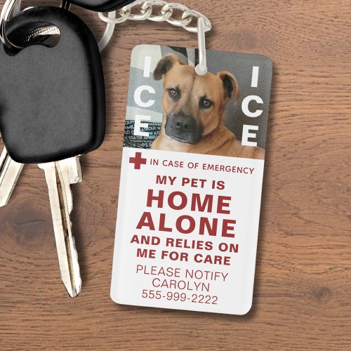 Pet ICE Safety Alert Contact Photo Keychain