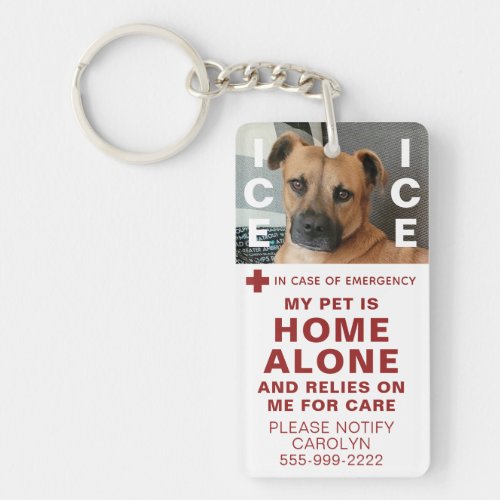 Pet ICE Safety Alert Contact Photo Keychain