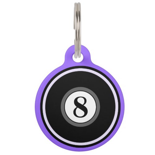 Pet ID Tag _ 8 Ball _ Light Purple  Black