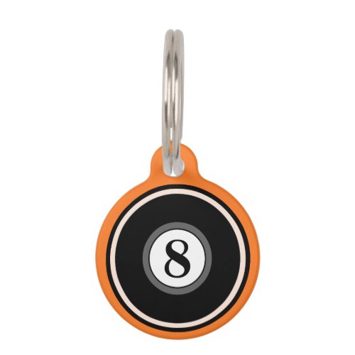 Pet ID Tag _ 8 Ball _ Orange  Black