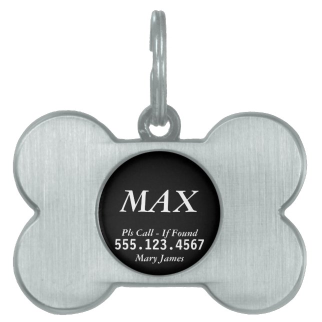 Pet ID Tag - Black Bone Design (Front)