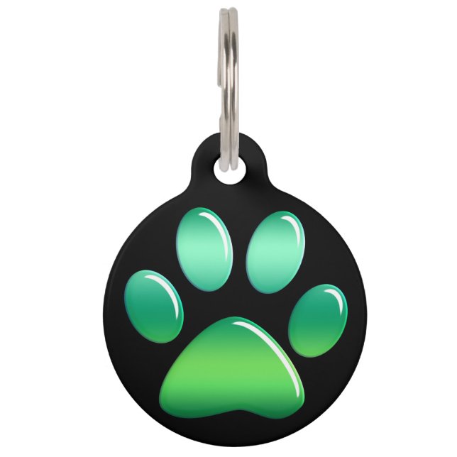 Pet ID Tag - Candy Greens Paw Print (Front)