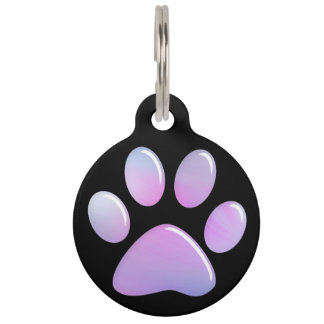 Pet ID Tag - Candy Pastels Paw Print