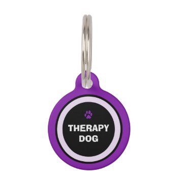 Pet Id Tag - Purple & Black- Therapy Dog by juliea2010 at Zazzle