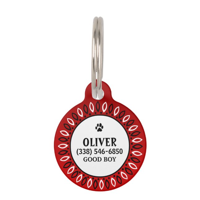 Pet ID Tag - Red Bandana Design (Front)