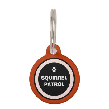 Pet Id Tag - Red Black & White - Squirrel Patrol by juliea2010 at Zazzle