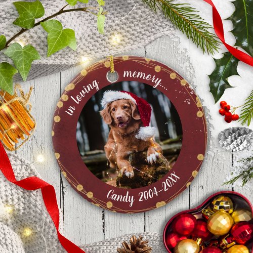 Pet in loving memory Memorial Custom Photo Light Ceramic Ornament