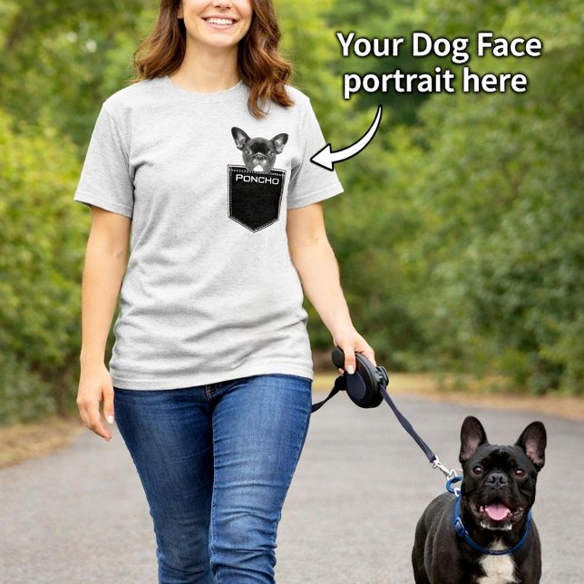 Pet In My Pocket Photo and Name Custom Dog T-Shirt (Pet In My Pocket Add Your Dog Face Portrait Shirt)