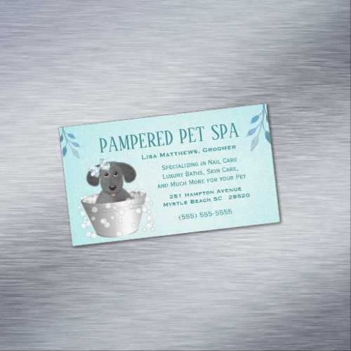 Pet In Wash Pail Groomer  Business Card Magnet