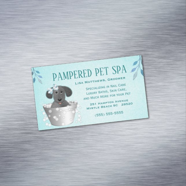 Pet In Wash Pail Groomer  Business Card Magnet (In Situ)