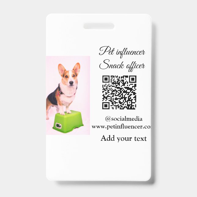 Pet influencer add pet photo name social media  badge (Front)