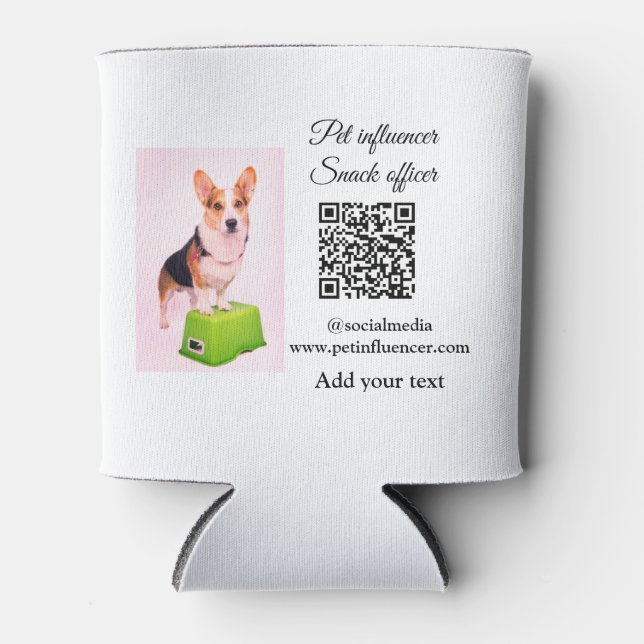 Pet influencer add pet photo name social media  can cooler (Front)