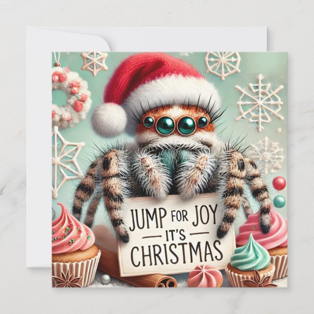 Pet Jumping Spider Christmas Card (Front)