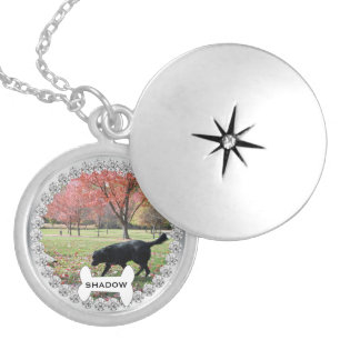 Pet Keepsake Gift Photo Name Faux Diamonds Locket Necklace