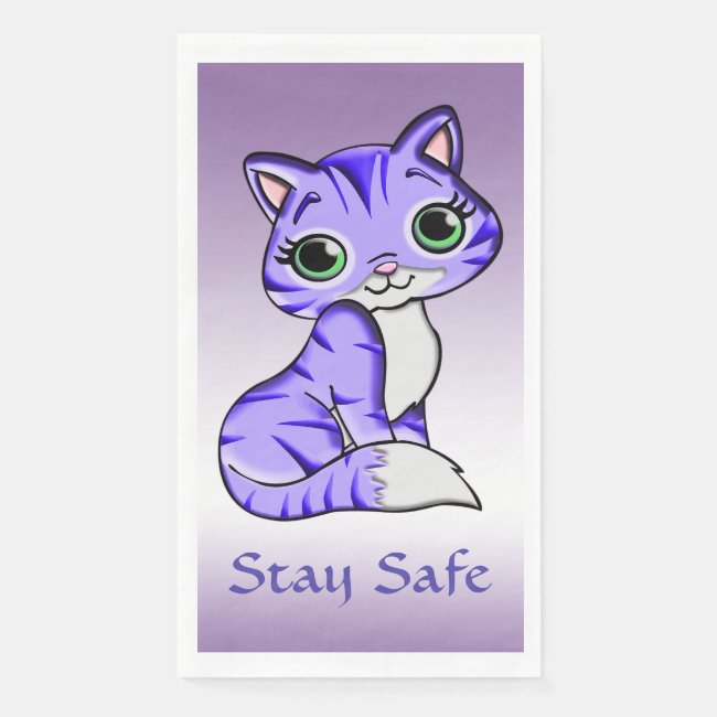 Pet Kitty Cat Says Stay Safe Paper Guest Towel