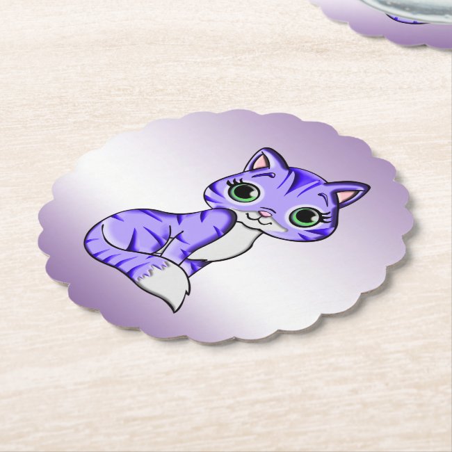 Pet Kitty Cat Sturdy Purple Paper Coasters