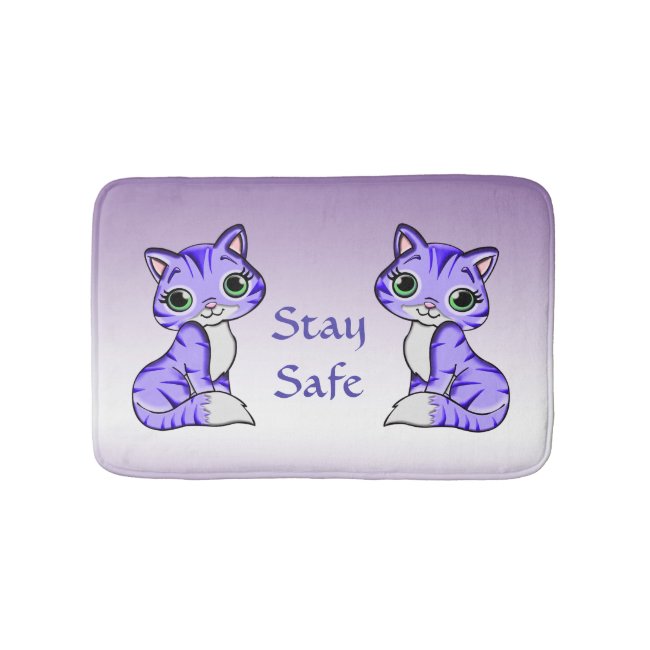 Pet Kitty Cats Tell Us to Say Safe Purple Bath Mat