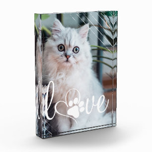 Pet Life Love Paw Print Heart Script Quote Photo Block