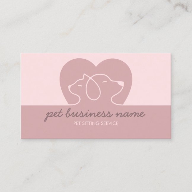 Pet Logo Dog Cat Heart pink veterinarian Business Card