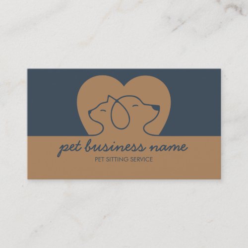 Pet Logo Dog Cat Heart vet Business Card