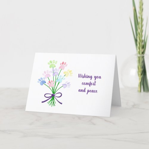 Pet Loss Condolences Sympathy Paws Floral Cat Dog Card