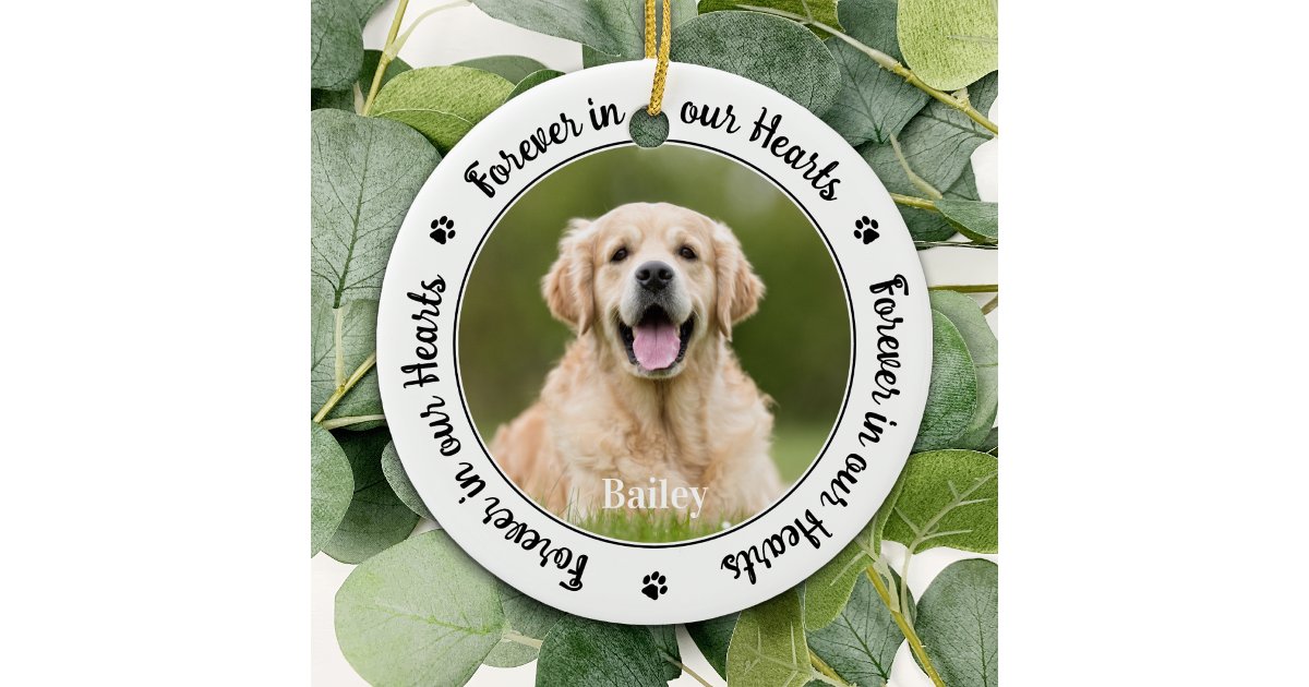 Pet Loss Custom 2 Photo Remembrance Dog Memorial Ceramic Ornament | Zazzle