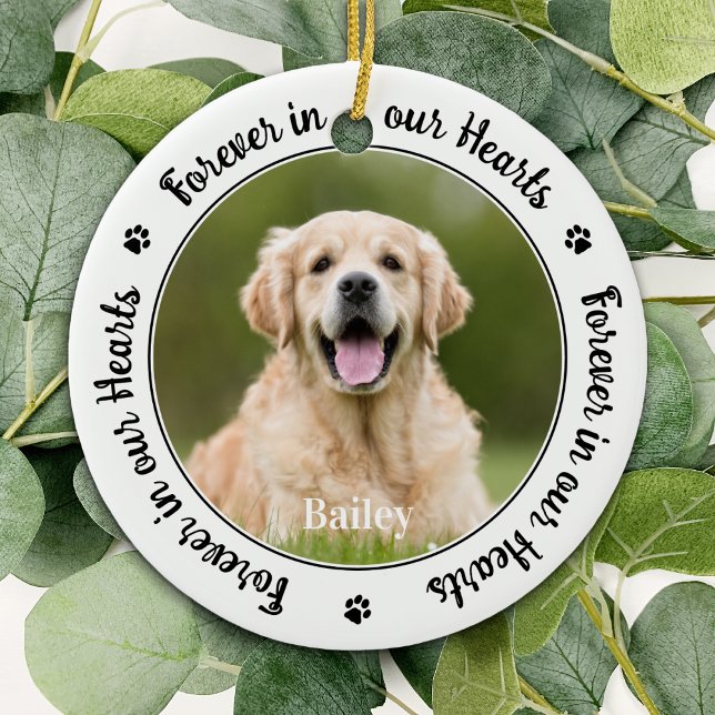 Pet Loss Custom 2 Photo Remembrance Dog Memorial  Ceramic Ornament (Creator Uploaded)