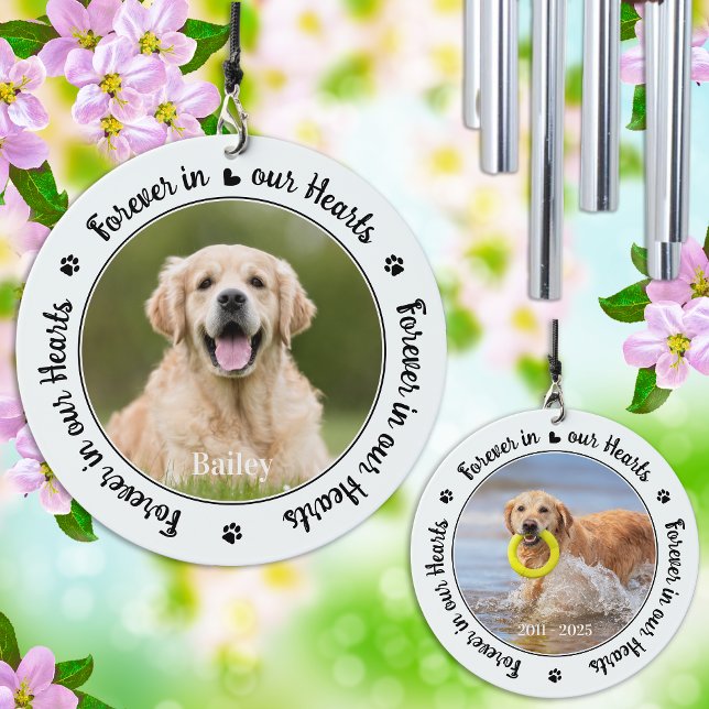 Pet Loss Custom 2 Photo Remembrance Dog Memorial Wind Chime (Creator Uploaded)